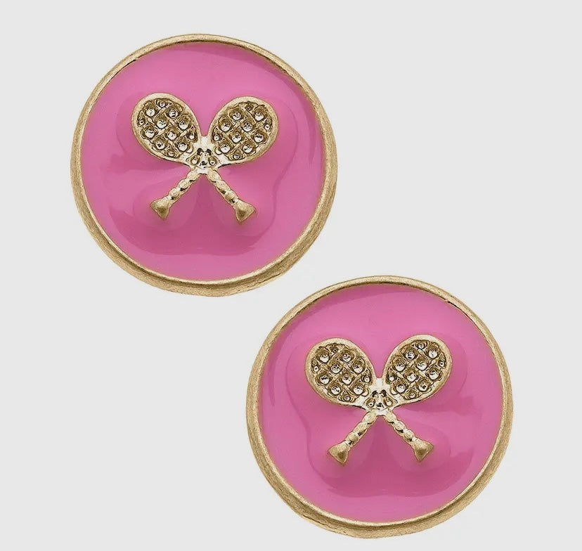 Pink Tennis Stud Earrings