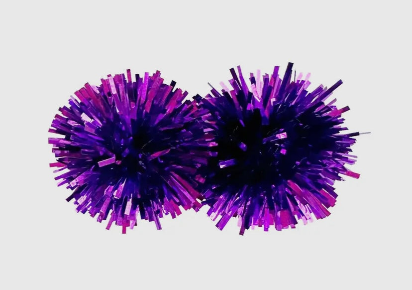 Pom Pom Earrings- Purple