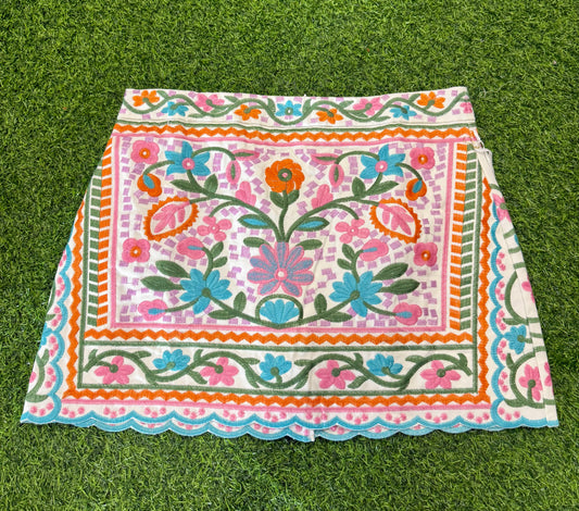 The Chloe Skirt- Multi Embroidery