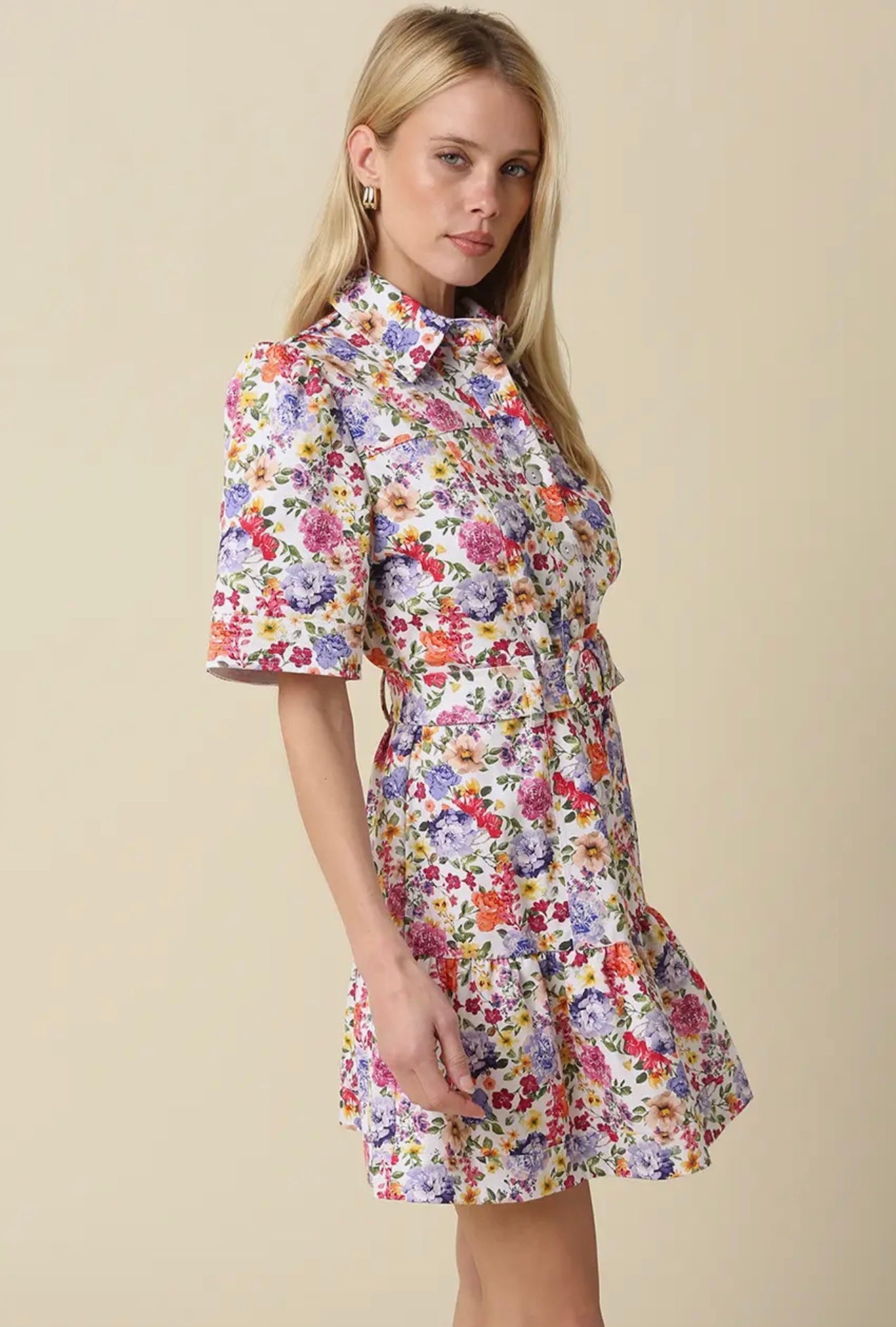 Susan Floral Belted Mini Dress