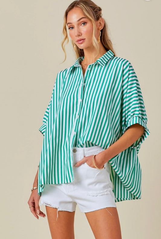 Green/White Striped Top