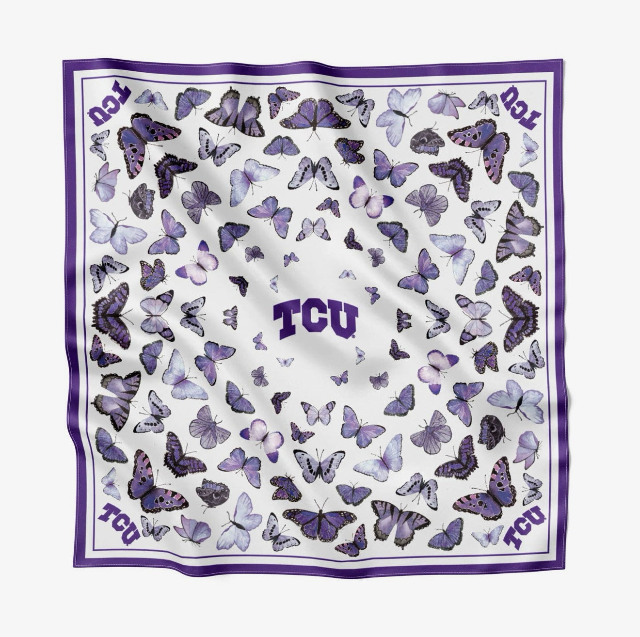 Tcu Purple Butterfly Square Silk Scarf