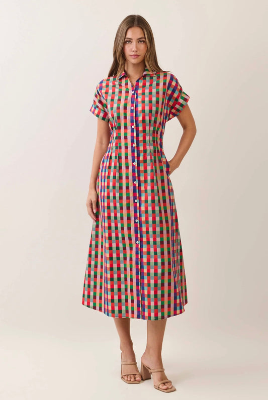 Multi Checkered Midi Dress
