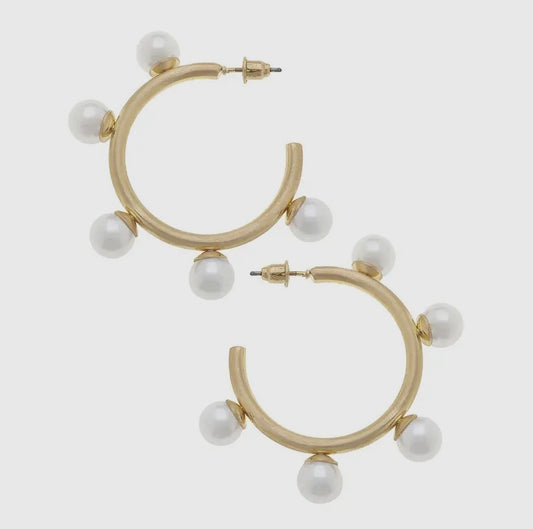 Allison Pearl Studded Hoop Earrings