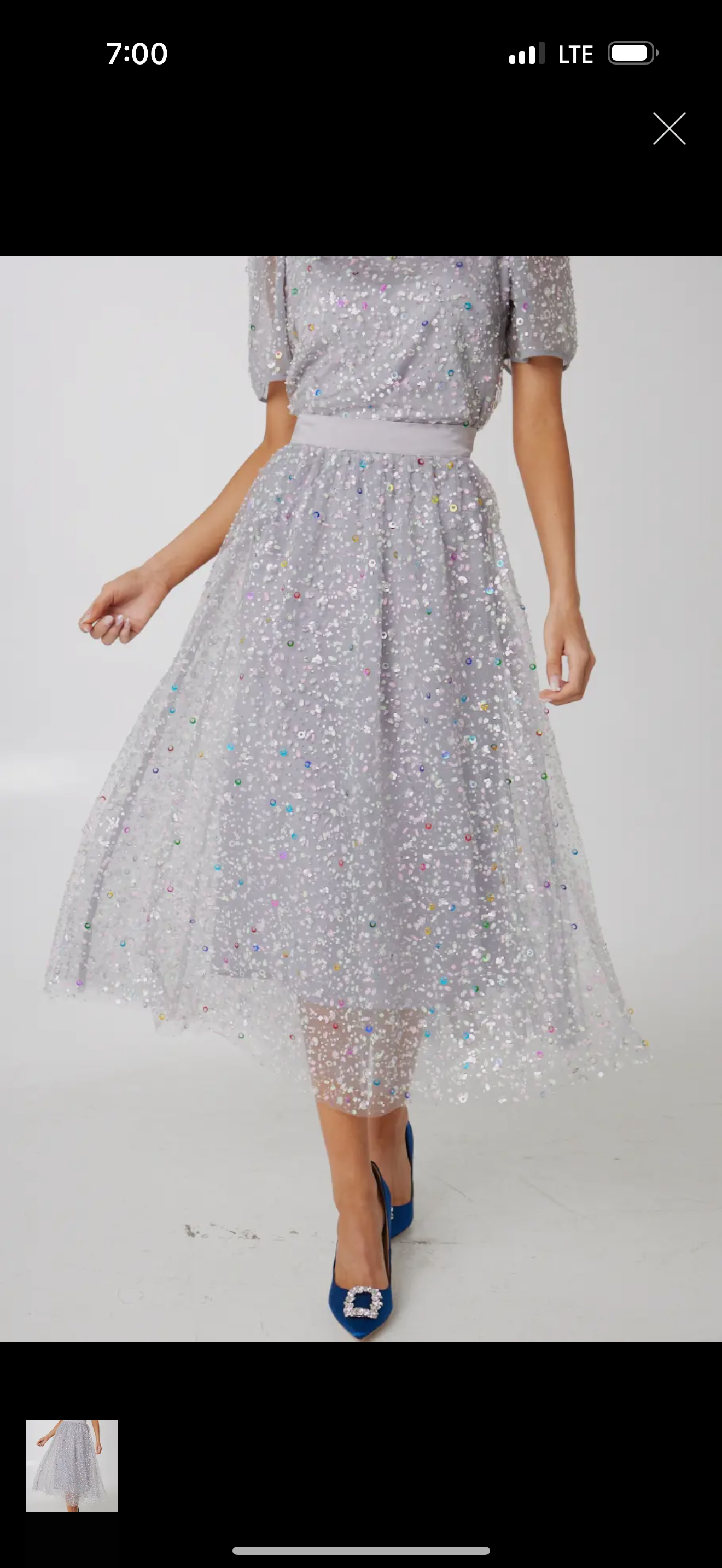 Eden Skirt Silver Confetti Tulle