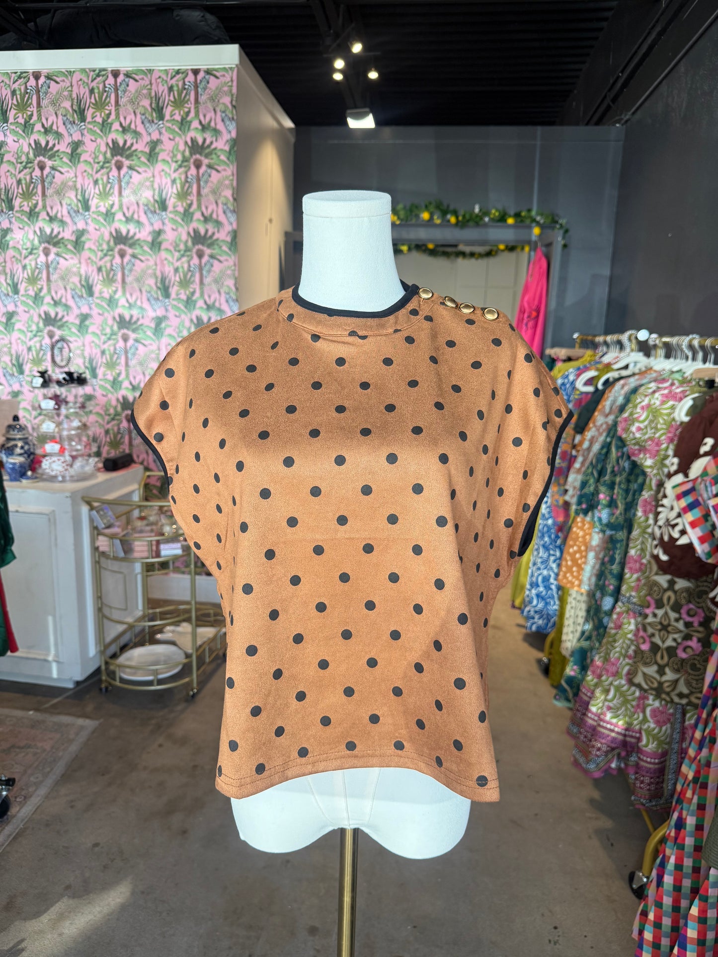 Polka Dot Suede Top