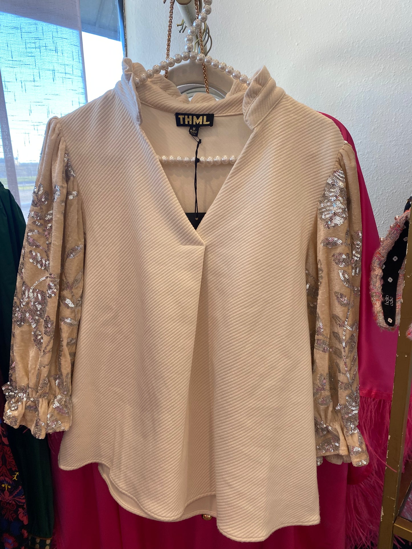 Neutral Sequin Top