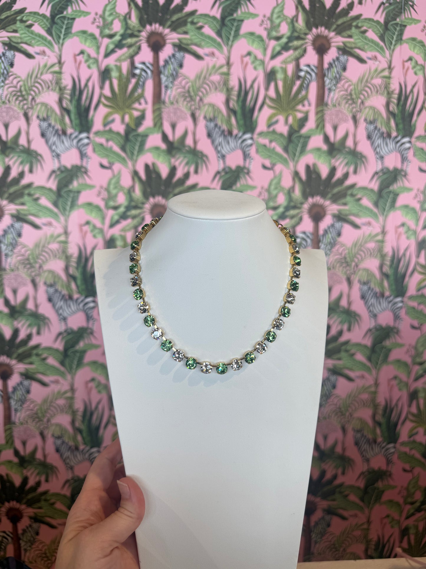 TOVA- Custom Oakland Necklace Green/Clear