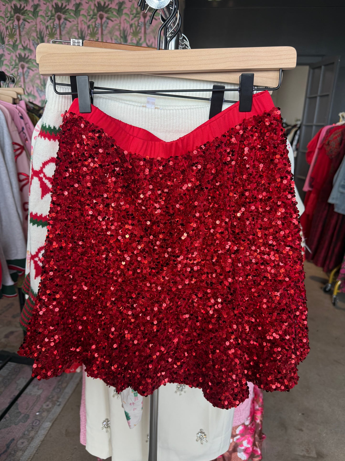 Red Sequin Skirt- Brianna Cannon