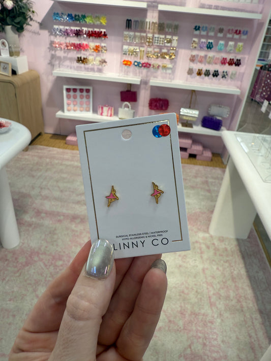 Colorful bird earrings in surgical stainless steel, waterproof and hypoallergenic, from Linny Co.