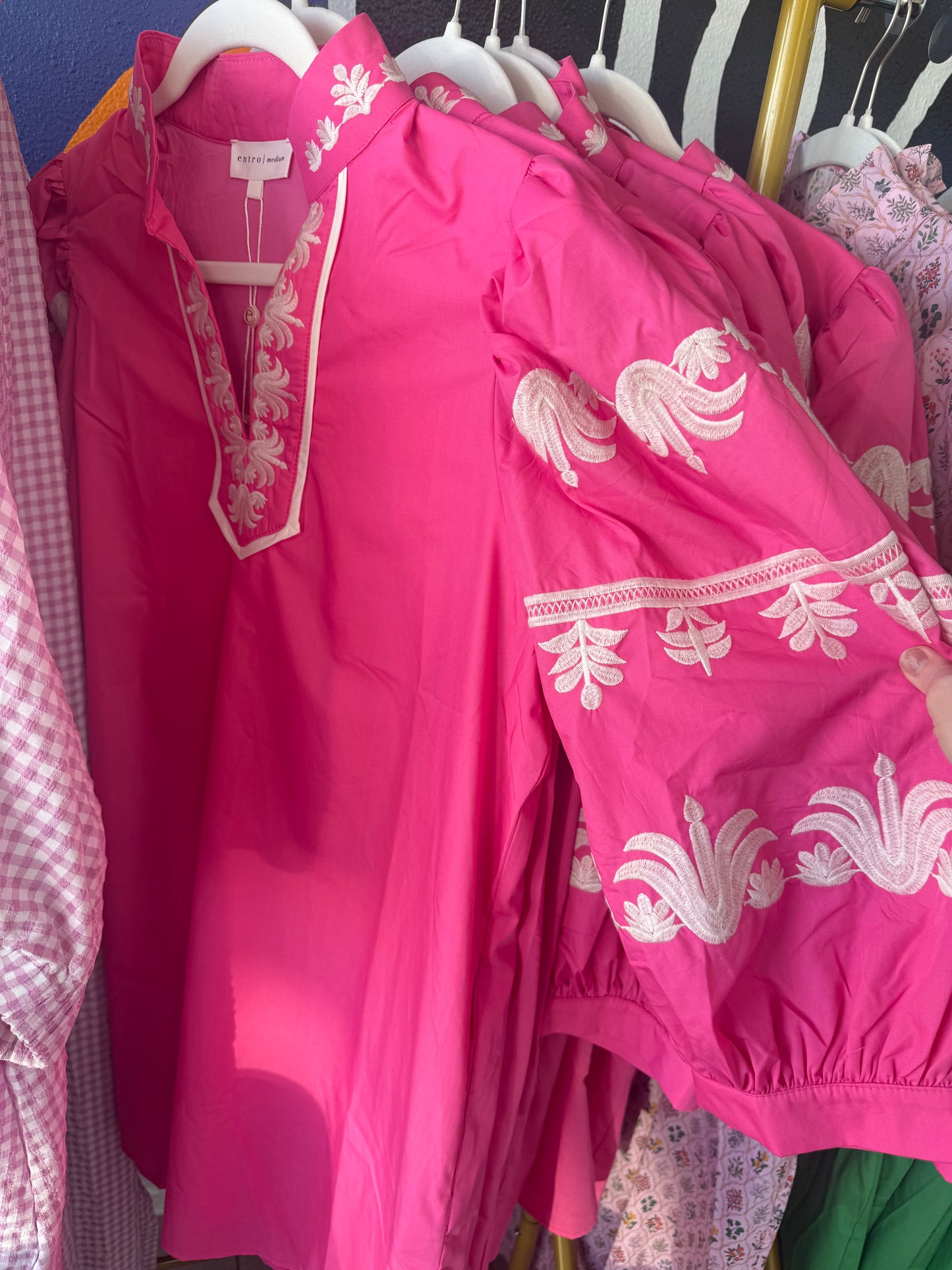 Callie Embroidered Dress- Pink