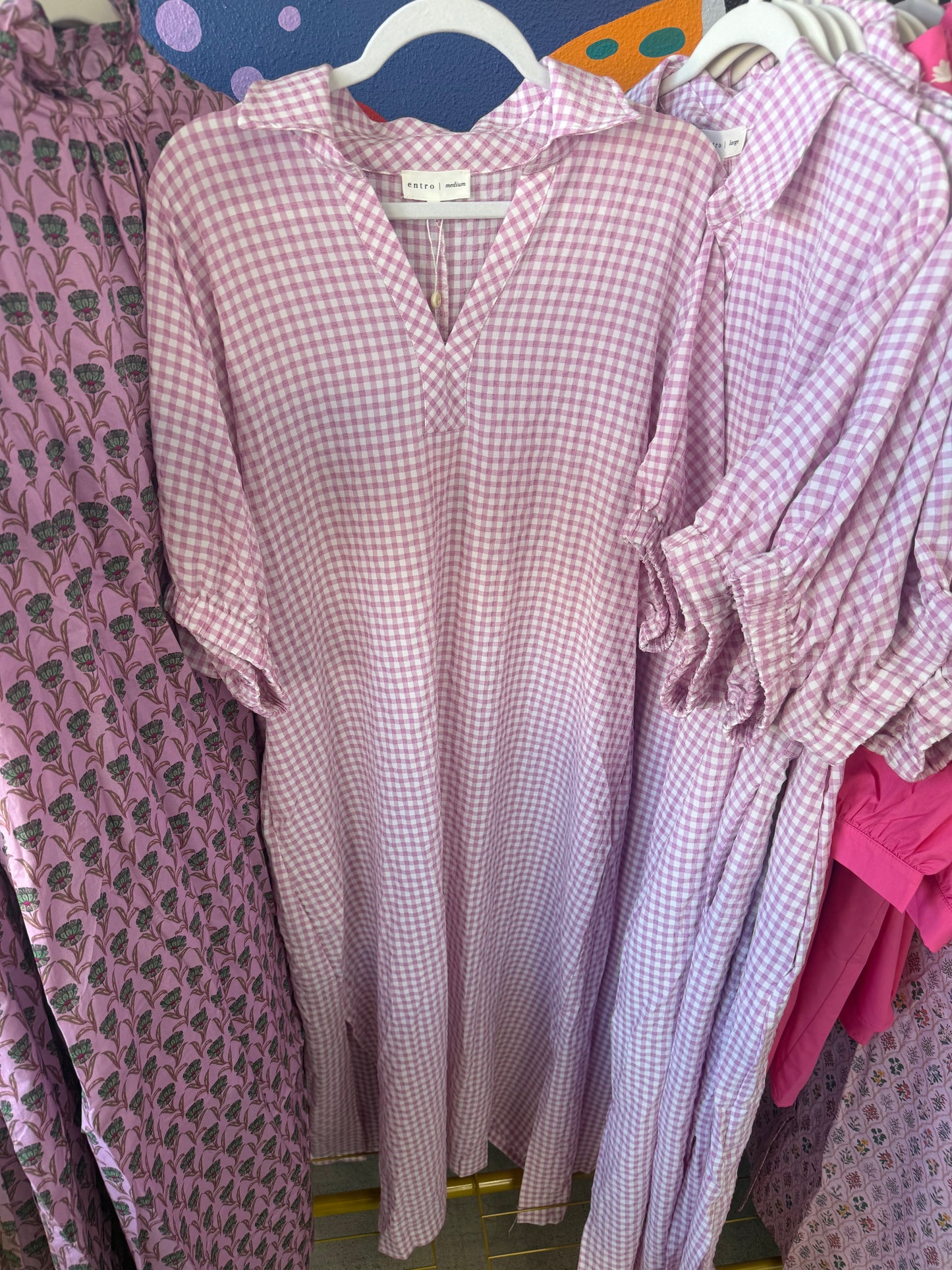 Emmy Gingham Dress- Pink
