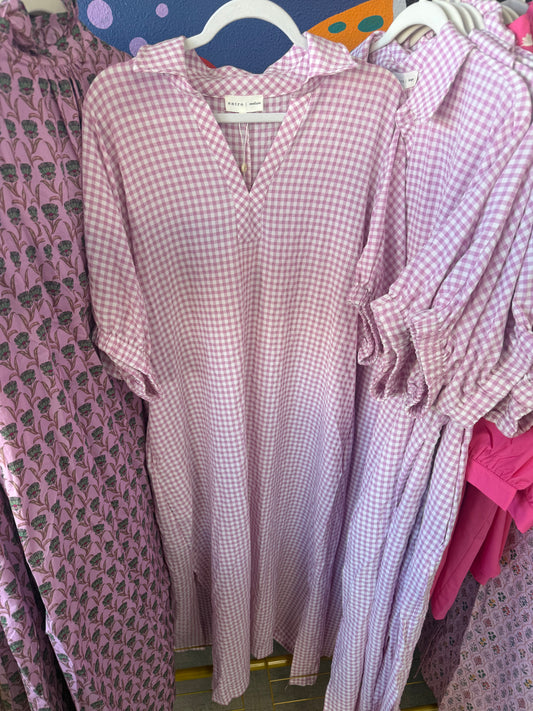 Emmy Gingham Dress- Pink