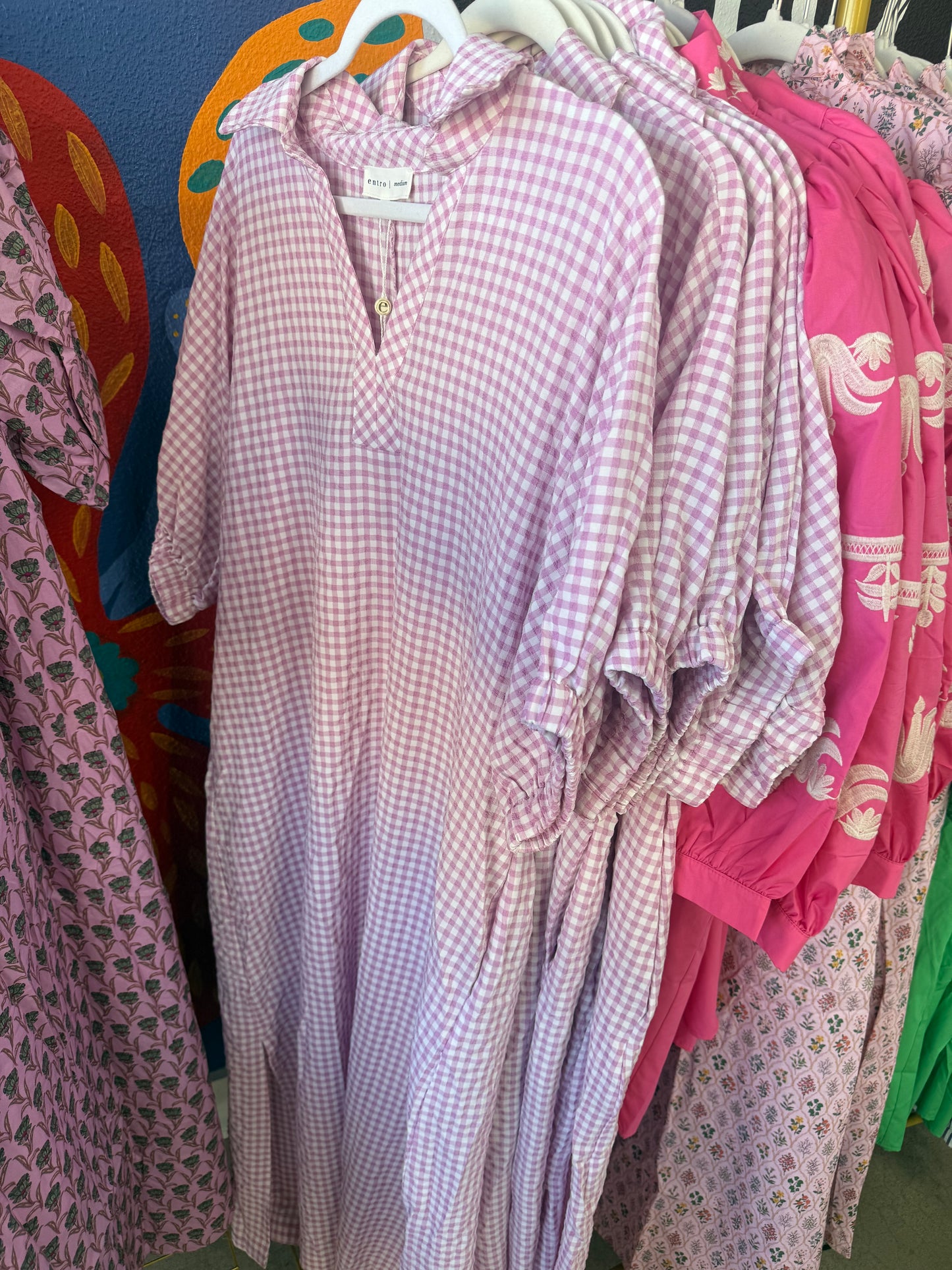 Emmy Gingham Dress- Pink