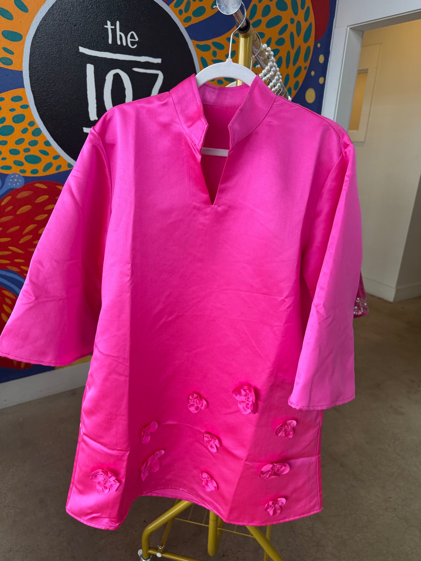 3d Floral Dress Hot Pink- Caryn Lawn