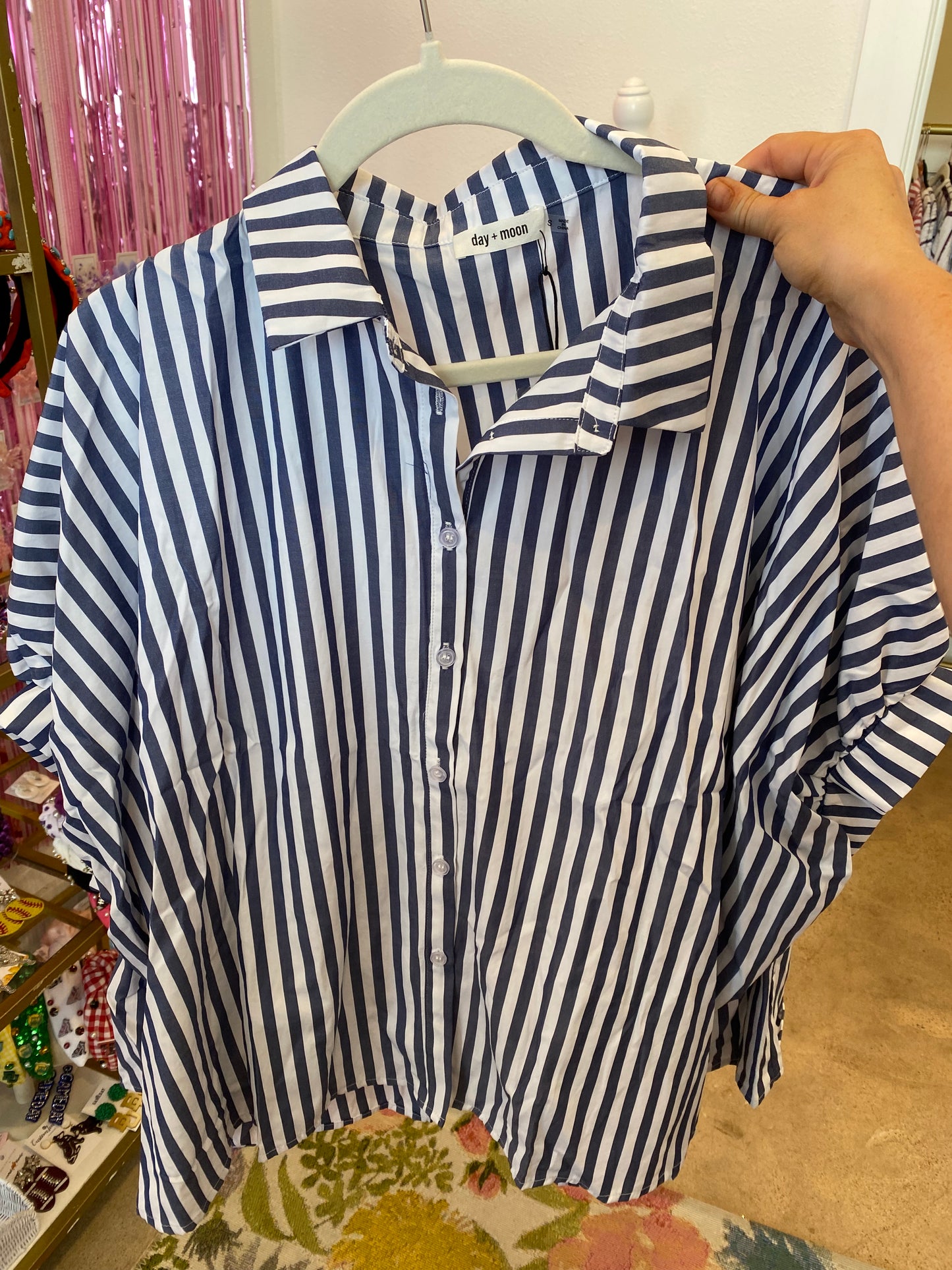 Navy/White Striped Top