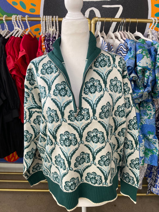 Water-Lily Zip Up- Green