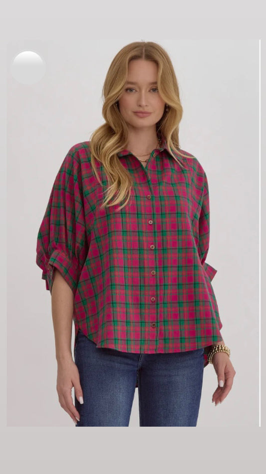 Pretty in Pink Plaid Top