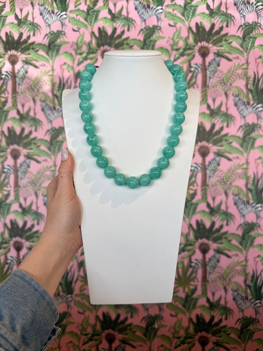 Chunky Beaded Necklace- Mint