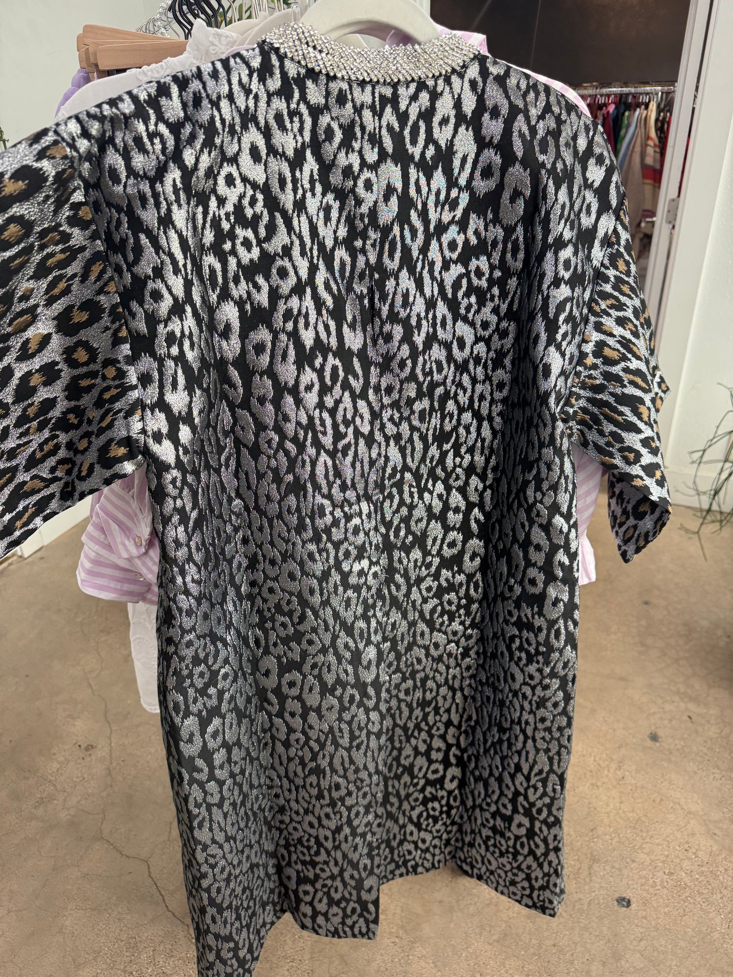 HAZEL HOUSECOAT - SILVER LEOPARD