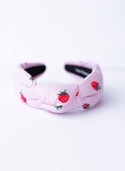 Strawberry Gingham Headband