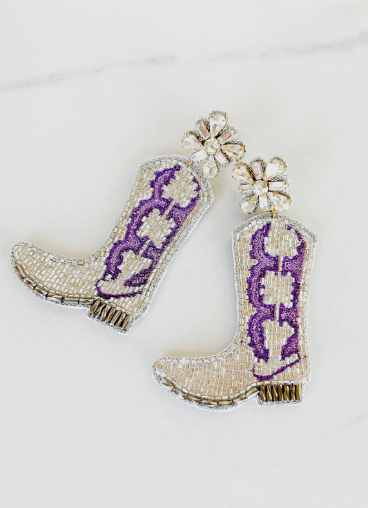 Purple Carrie Snake Boot Earrings