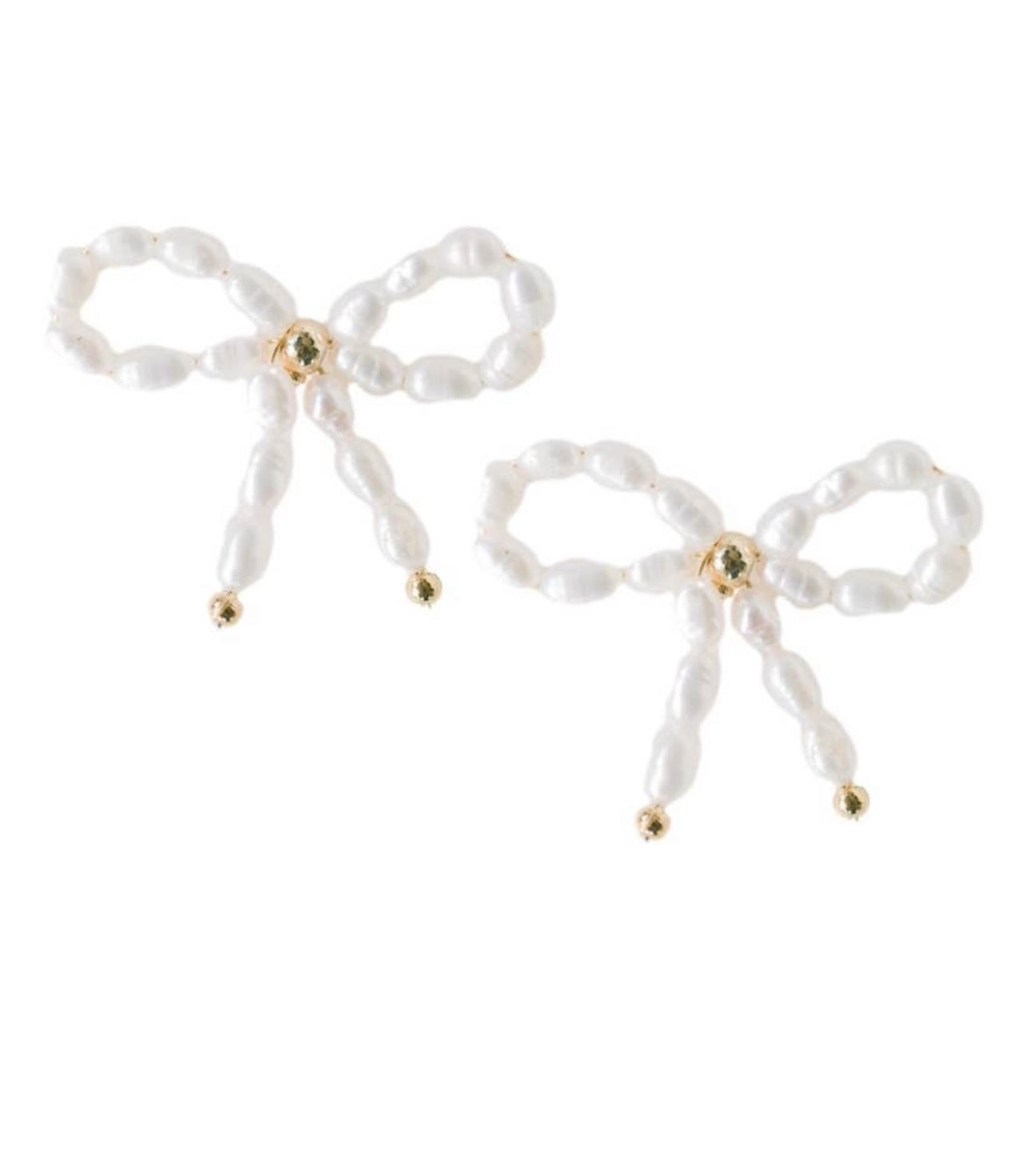 Pearl Bow Stud Earrings