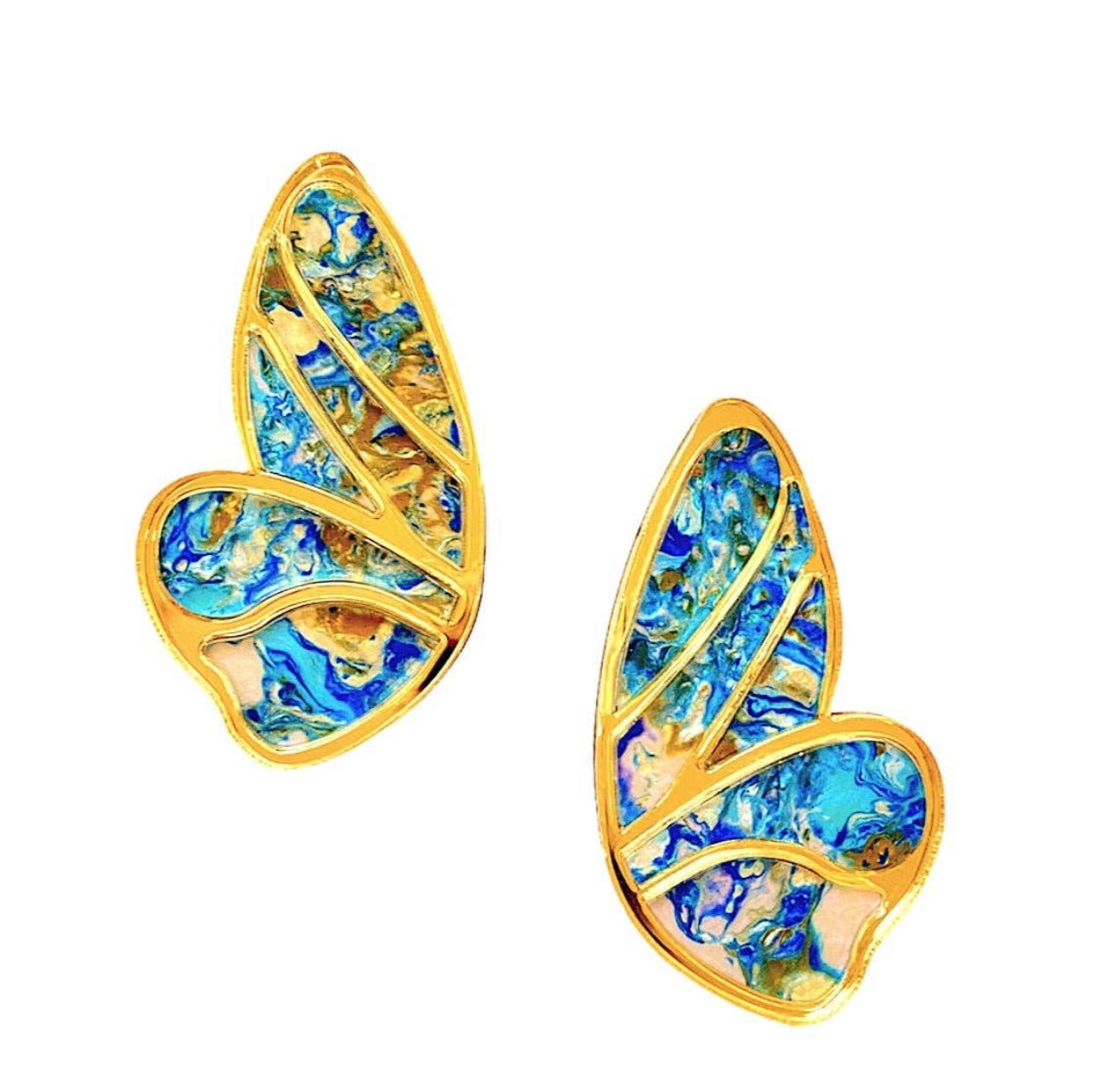 Blue Statement Butterfly Earrings