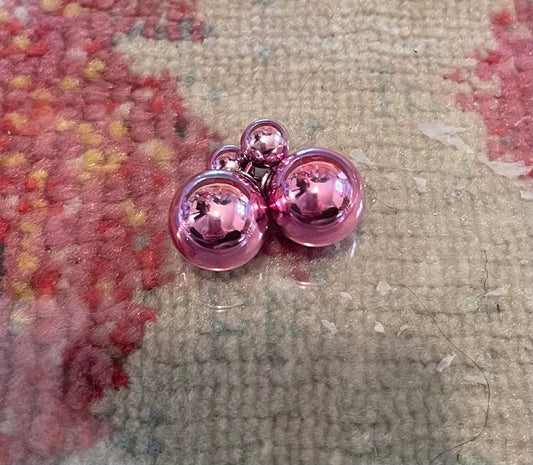 Bubblegum Pink Double Pearl Earrings